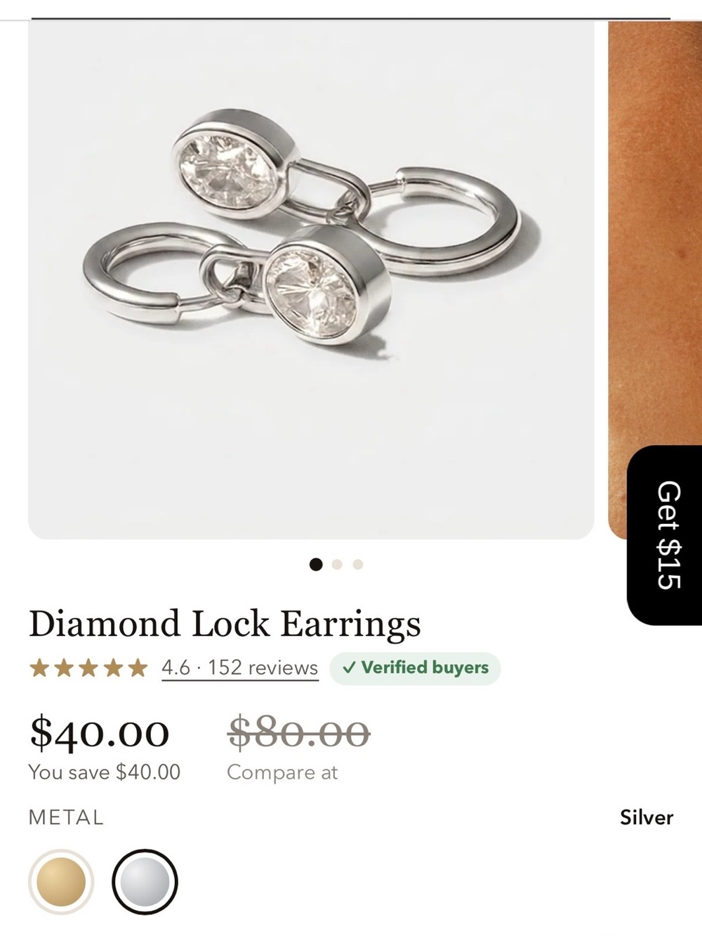 Silver Sparkle Lock Drop Hoop Earrings